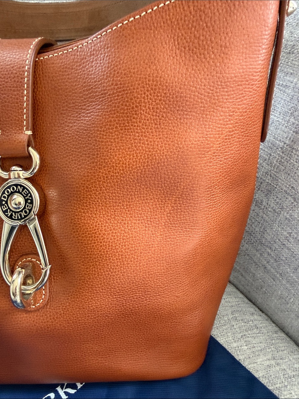 Dooney & Bourke Caramel Brown Pebbled Leather Shoulder Bucket Bag - Picture 3 of 16